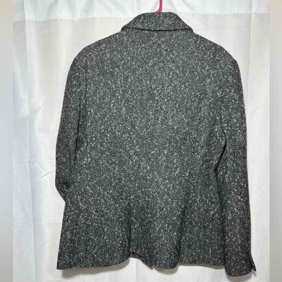 Zanella Womens Blazer 16 Pockets Herringbone Tweed Wool Silk Casual Career Italy - Picture 2 of 13